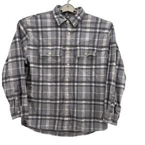 Abercrombie & Fitch Shirt Mens S Grey 90s Oversized Plaid Flannel Button Front